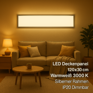 LED Panel 120x30 cm warmweiss 3000K im Wohnzimmer