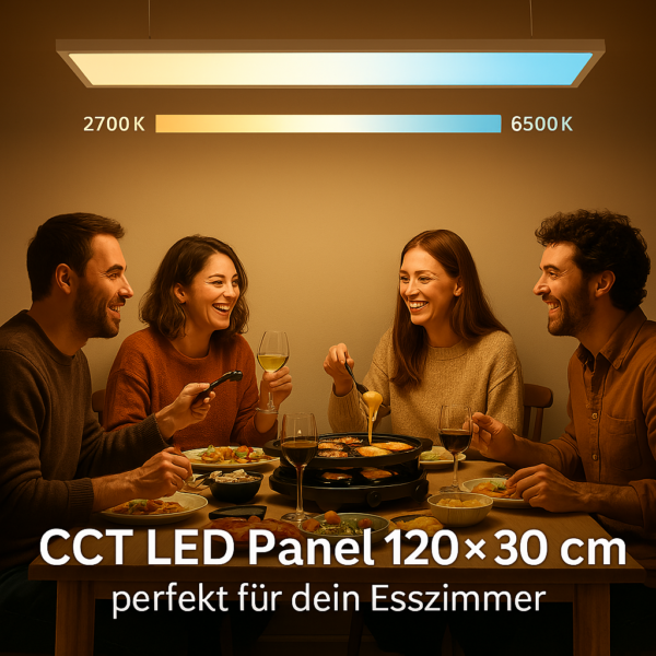 LED CCT Panel 120x30cm im Esszimmer