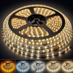 CCT LED Streifen Lichtfarbe einstellbar 12 Volt Dual Weiß 5 Meter 14,4W/m 60LED/m 10mm IP20 Schutzart für Innenanwendungen