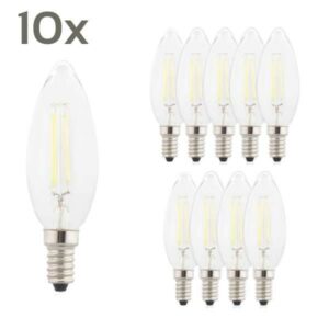 LED Lampe Kerze Filament E14 2,8 Watt C35 2700 Kelvin warmweiß 10 Stück
