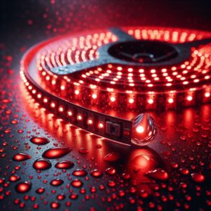 12V wasserfester LED Streifen rot IP65 | 5 Meter | Breite 8 mm | 60 LED/m | 4,8 Watt