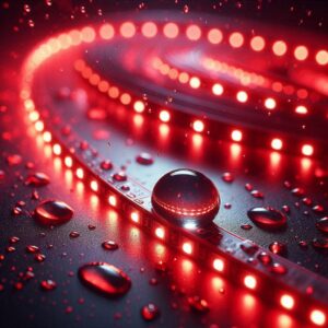 12V wasserfester LED Streifen rot IP65 | selbstklebend | 5 Meter | Breite 10 mm | 60 LED/m | 14,4 Watt