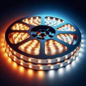 24 Volt CCT LED Streifen einstellbare Lichtfarbe 2500 - 6000 Kelvin dimmbar 5 Meter 18W/m 120LED/m 12mm IP20