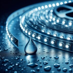 24V Wasserfester LED Streifen kaltweiß 6000 Kelvin IP65 Selbstklebend 5 Meter 12 Watt 8mm breit