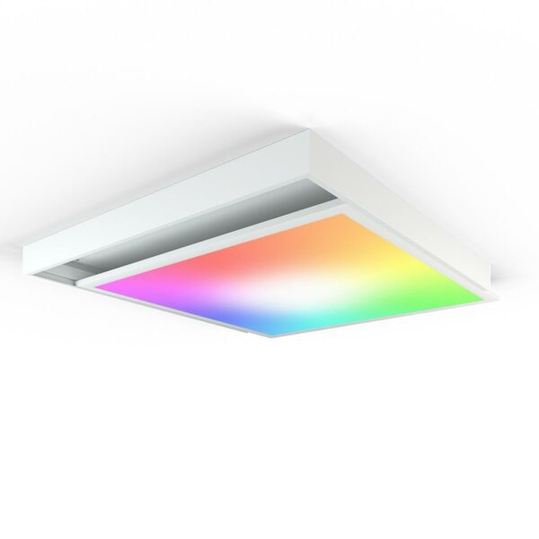 24 Volt RGB+CCT LED Panel Set 60×60 cm in weiß mit Aufbaurahmen in weiß