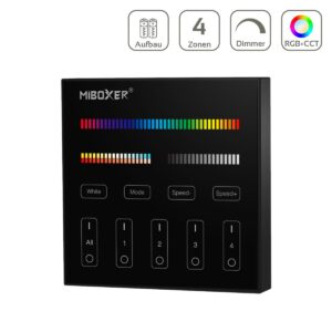 Smart Home Funk Lichtschalter Aufputz | RGB+CCT | Miboxer B4-B in schwarz | Batteriebetrieb