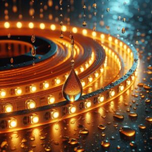 24V Wasserfester LED Streifen IP65 selbstklebend warmweiß 2700 Kelvin CRI90 14W/m 240LED/m 8mm