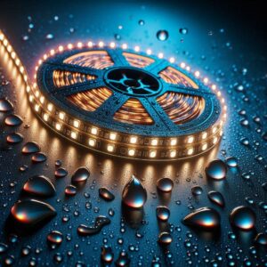24V Wasserfester LED Streifen IP65 15 Meter am Stück warmweiß 3000 Kelvin 4,8Wm 60LEDm 8mm