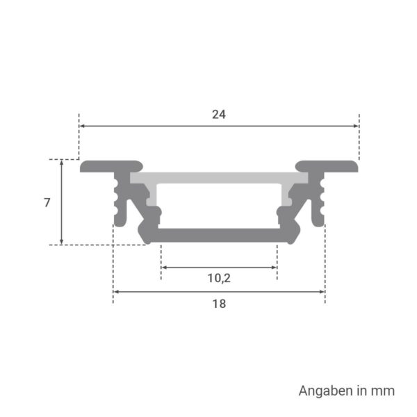Alu Fugen-Profil eloxiert 24x7mm opal 200cm