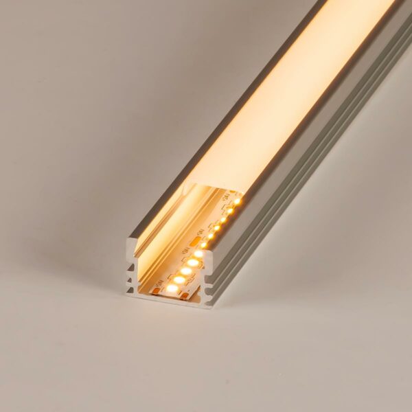 Alu Profil für LED Streifen U-Profil silber eloxiert 17 x 12mm opal 200cm