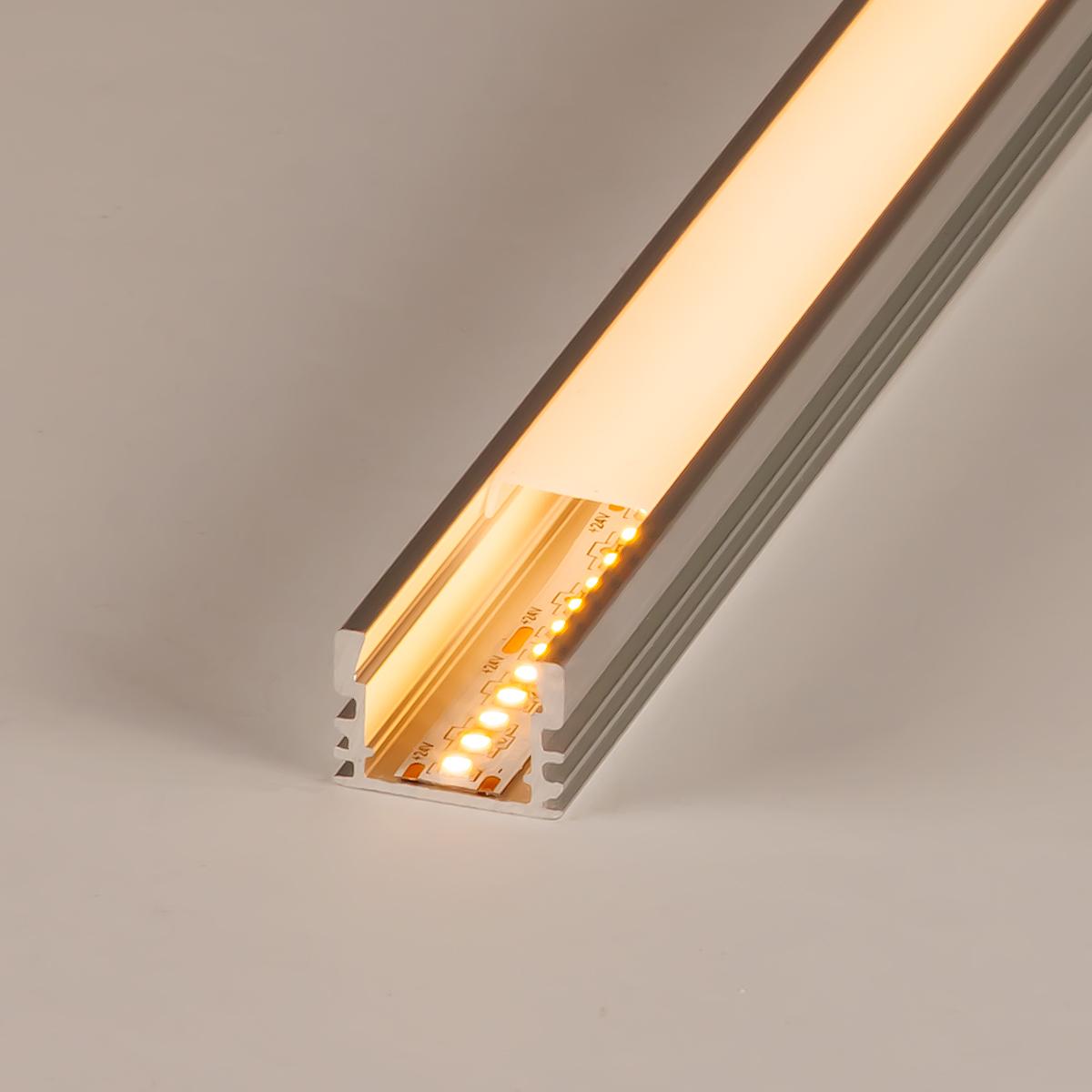 Alu Profil für LED Streifen U-Profil silber eloxiert 17 x 12mm opal 200cm -  Parcolux - LED Leuchtmittel Onlineshop