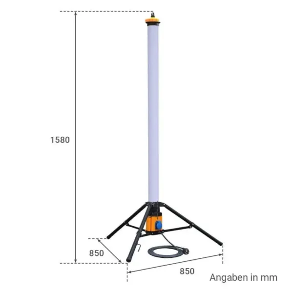 Baustellenlampe mit Steckdosen und Stativ 54 Watt 158 cm