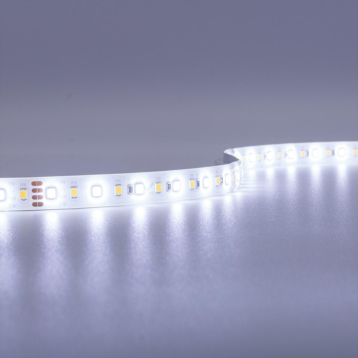 CCT LED Streifen dualweiß dimmbar, 24 Volt, 18 Watt, 12 mm breit, 120LED/m, 2700-6000 Kelvin