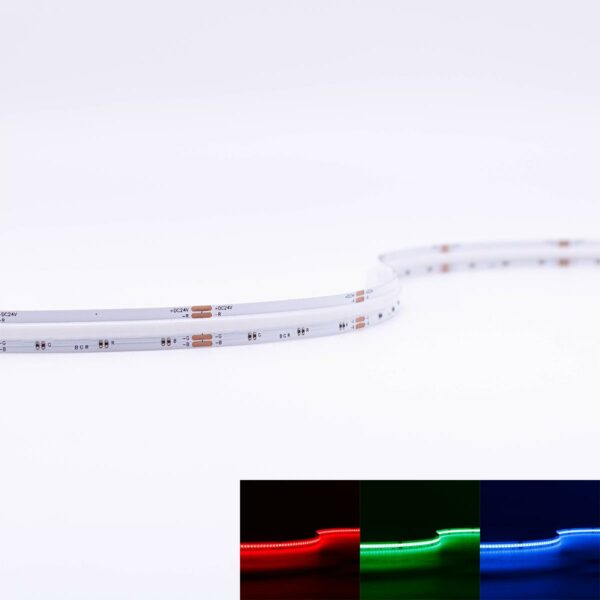 COB RGB LED Streifen 24 Volt 5 Meter 15 Watt/m 840LED/m 10mm breit Schutzart IP20 für Innenanwendungen