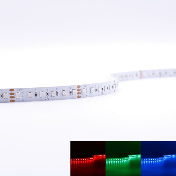HighLumen RGB 24 Volt LED Streifen 5 Meter 18W/m 120LED/m 10mm breit Schutzart IP20