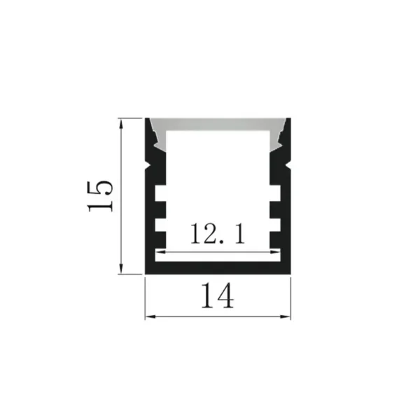 LED Aufbau U-Profil eloxiert 14 x 15mm opal 200cm