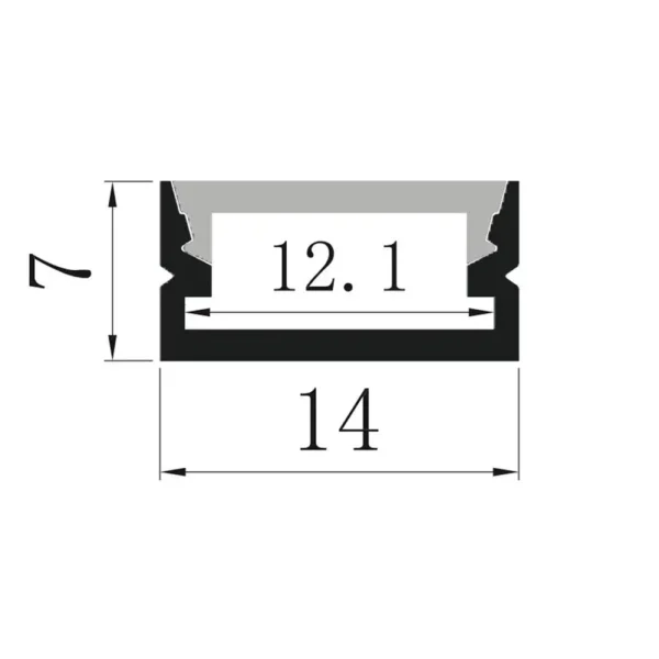 LED Aufbau U-Profil eloxiert 14 x 7mm opal 200cm