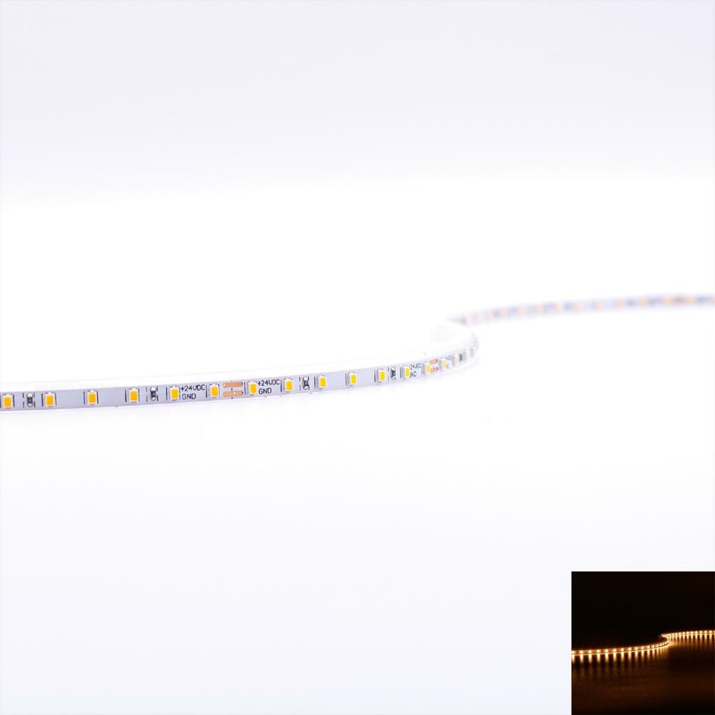 LED Band extra schmal für indirekte Beleuchtung Warmweiß 2700 Kelvin 24 Volt CRI90 4W/m 140LED/m