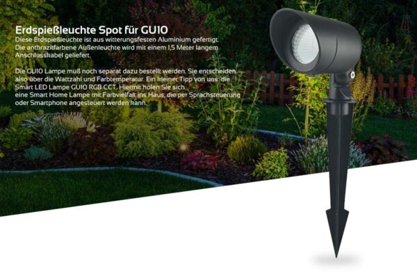 LED Gartenleuchte mit Erdspieß 230 Volt IP64 für GU10