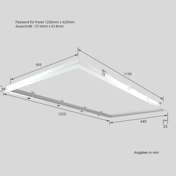 LED Panel Einbaurahmen 120 x 60 cm in weiß