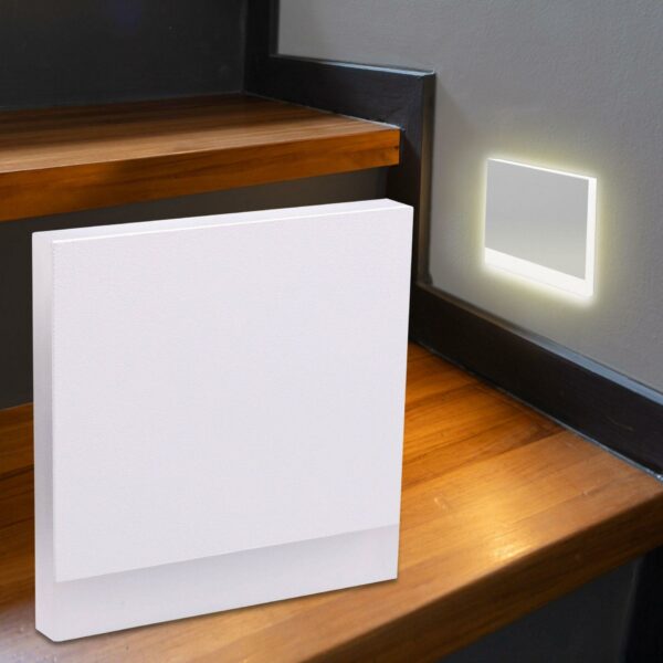 LED Treppenstufenleuchte 230V Wandleuchte eckig weiß Lichtfarbe warmweiß 3000K 1,5W-1