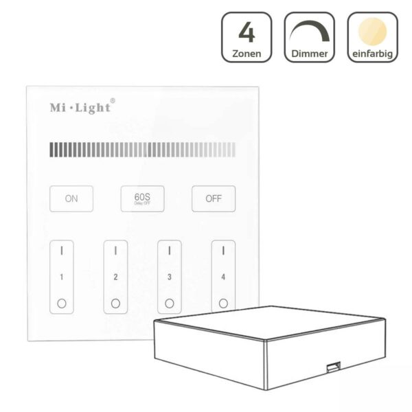 MiBoxer B1 Wandschalter Dimmer 2.4 GHz für einfarbige Beleuchtung Batteriebetrieb 3 Volt