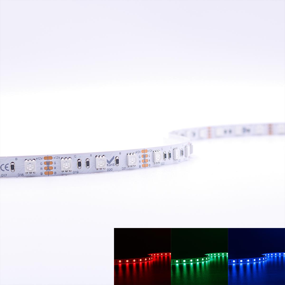 RGB LED Streifen 5 Meter 12 Volt 7,2W/m 30LED/m 10mm IP20