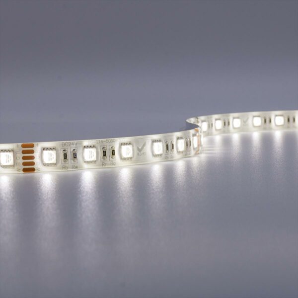 RGBW LED Streifen mit warmweiß 24 Volt 7,5 Meter 15W/m 60LED/m 12mm Schutzart IP65 für Außenanwendungen