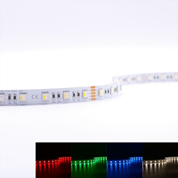 RGBW LED Streifen + neutralweiß 24 Volt 5 Meter 15W/m 60LED/m 12mm IP20 Schutzart für Innenanwendungen