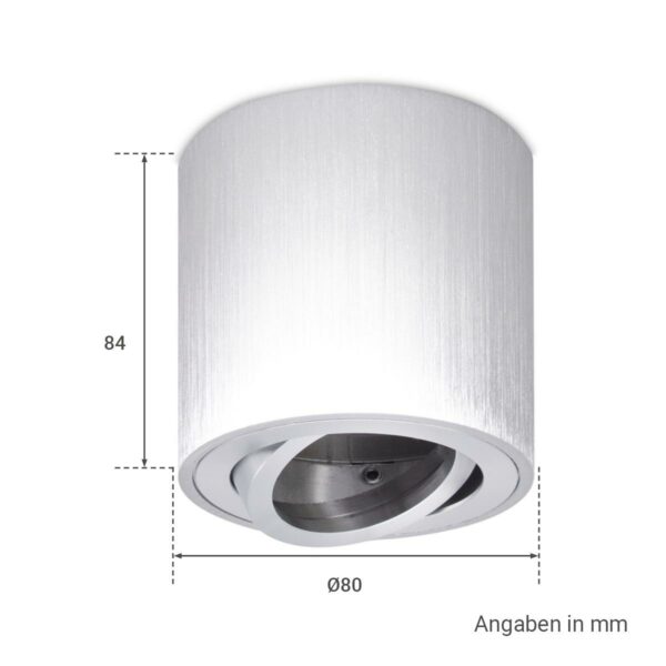 Runder Aufbaustrahler Silber-gebürstet schwenkbar Deckenbeleuchtung LED Leuchtmittel GU10 3 Watt RGBW 230V dimmbar 60°
