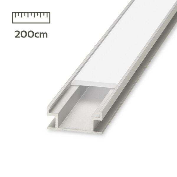 Trittfestes Alu Profil für LED Streifen Alu U-Profil eloxiert 20 x 8 mm opal 200cm