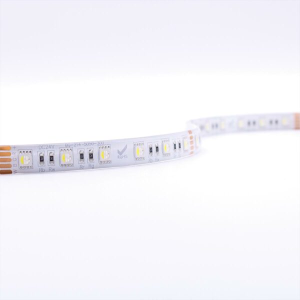 LED Streifen 24V RGBW dimmbar mit kaltweiß | 6000 Kelvin | 7,50 Meter | Schutzart IP65 | 12 mm breit | 15 Watt/m | 60LED/m