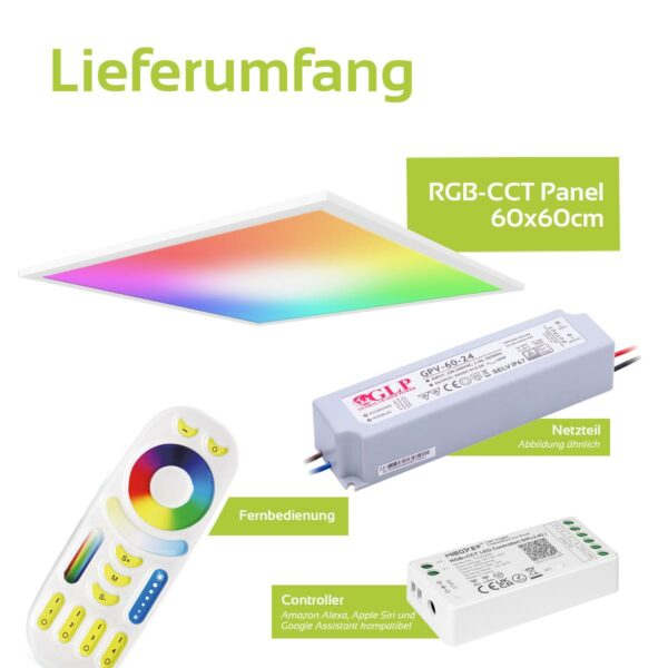 24 Volt RGB+CCT LED Panel Set 60×60 cm in weiß