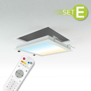 CCT LED Panel 30x30 cm Komplett-Set mit Einbaurahmen in weiß | Netzteil | Fernbedienung