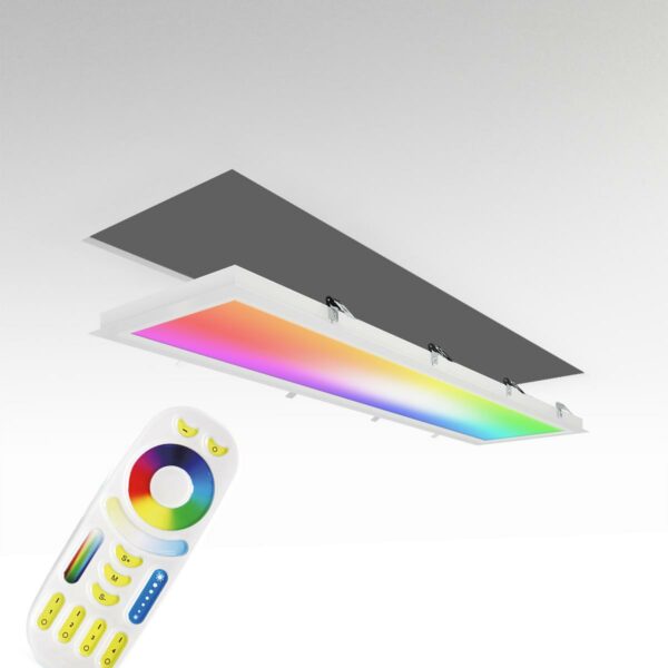 RGB+CCT LED Panel Set 120x30cm inkl. MiBoxer Smarthome Steuerung 48W 24V mit Einbaurahmen in weiß