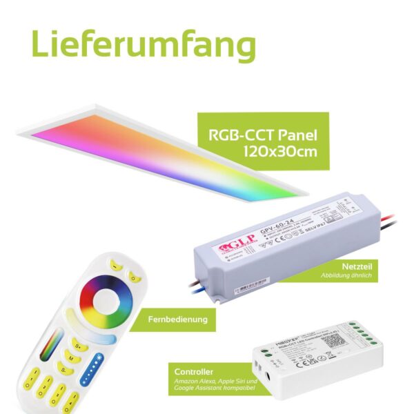 RGB+CCT LED Panel Set 120x30cm inkl. MiBoxer Smarthome Steuerung 48W 24V ohne Montagezubehör