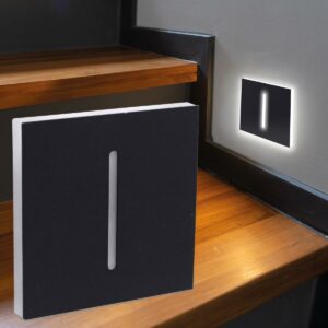 ⭐LED Treppenstufenbeleuchtung rund schwarz – Neutralweiß 230V 1,5W mit Fokus-Lichtaustritt