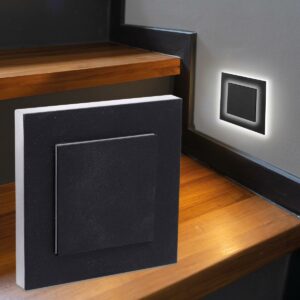 ⭐LED Treppenstufenbeleuchtung eckig Schwarz – Neutralweiß 4000K – 1,5W – Doppio-Lichtaustritt