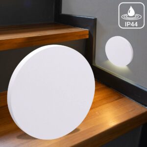 ⭐🌧️ Treppenstufenbeleuchtung außen 68mm – rund, weiß, CCT 1,5W – Lichtaustritt Kato – IP44 für Außentreppen