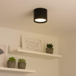 Deckenleuchte GX53 dimmbar IP44 in schwarz rund 3000 Kelvin warmweiß Leuchtmittel 6 Watt