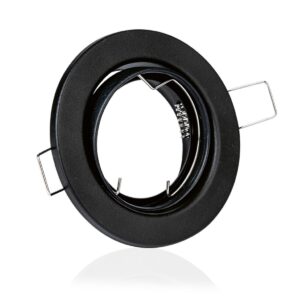 GU10 Einbaurahmen rund Schwarz, schwenkbar mit Sprengring