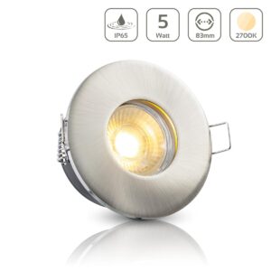 Einbaustrahler GU10 68mm IP65 2700K warmweiß rund LED GU10 5Watt Abdeckring: Edelstahl