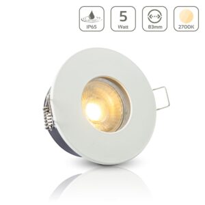 Einbaustrahler GU10 68mm IP65 2700K warmweiß rund LED GU10 5Watt Abdeckring: weiß