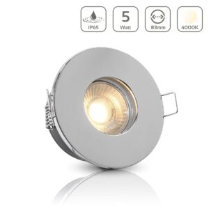 Einbaustrahler GU10 68mm IP65 4000K neutralweiß rund LED GU10 5Watt Abdeckring: chrom