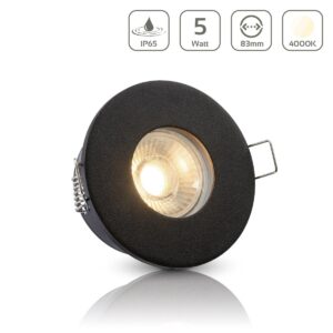 Einbaustrahler GU10 68mm IP65 4000K neutralweiß rund LED GU10 5Watt Abdeckring: schwarz