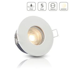 Einbaustrahler GU10 68mm IP65 4000K neutralweiß rund LED GU10 5Watt Abdeckring: weiß