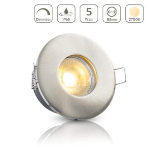 Einbaustrahler GU10 68mm IP65 dimmbar 2700K warmweiß rund LED GU10 5Watt Abdeckring: Edelstahl