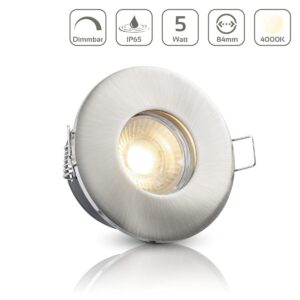 Einbaustrahler GU10 68mm IP65 dimmbar 4000K neutralweiß rund LED GU10 5Watt Abdeckring: Edelstahl