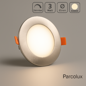 LED Einbau Panel dimmbar rund flach silber neutralweiß 4000K 3 Watt