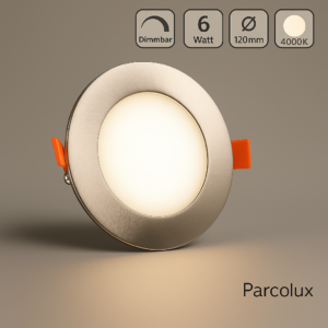 LED Einbau Panel dimmbar rund flach silber neutralweiß 4000K 6 Watt